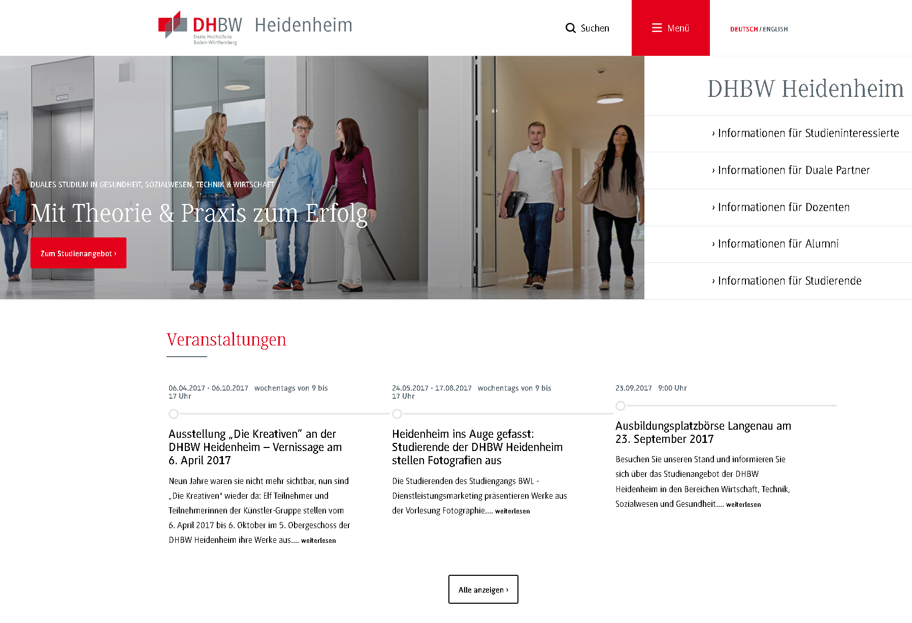 Neue Homepage der DHBW Heidenheim