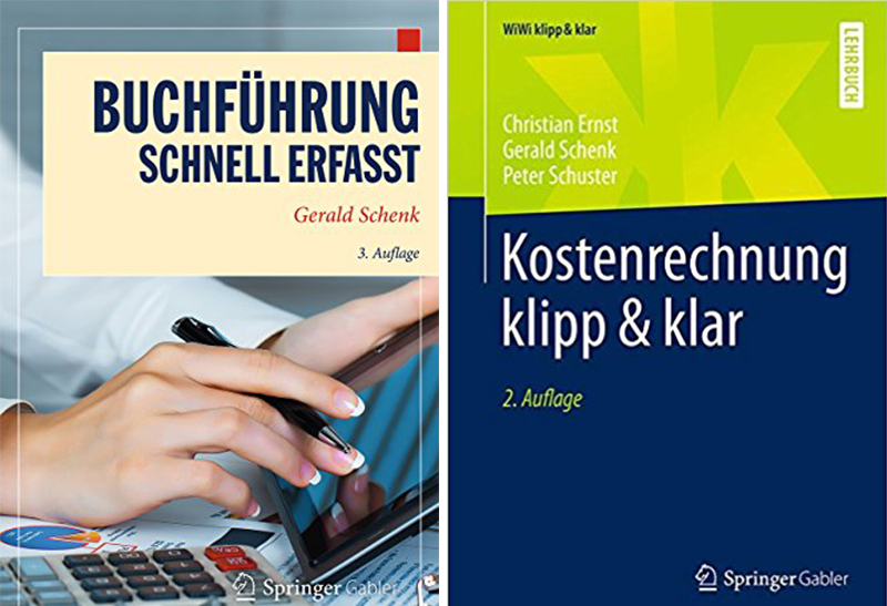 Buchcover der Bücher "Buchführung – schnell erfasst" und "Kostenrechnung klipp und klar"