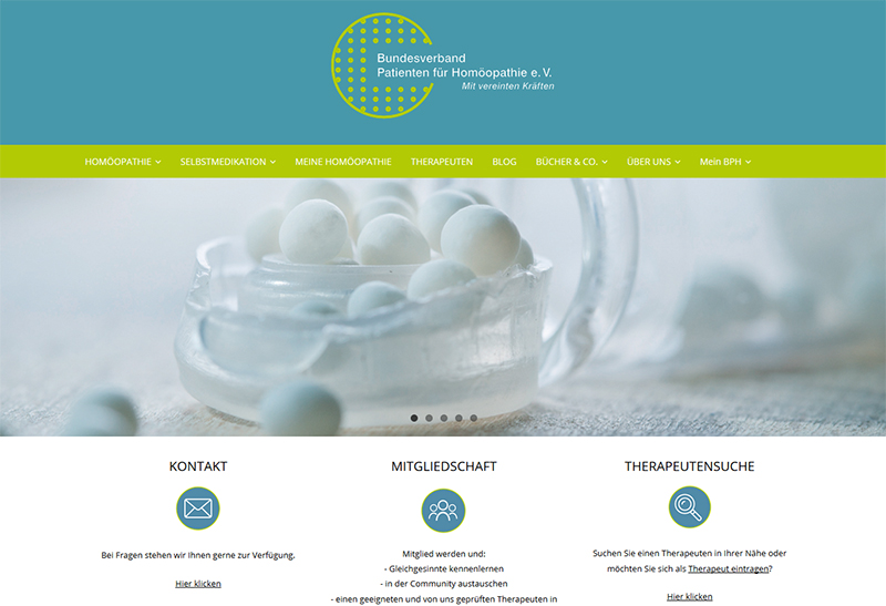 Website des Bundesverband Patienten für Homöopathie e.V.