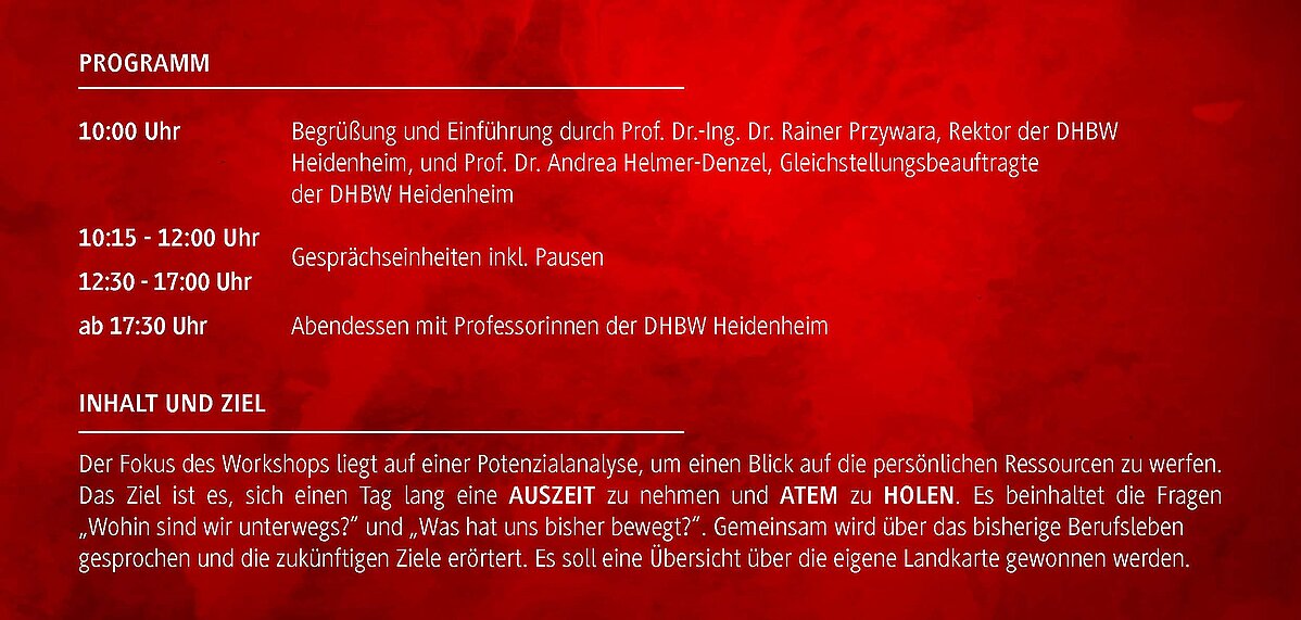 Programm Atem holen - Workshop für Absolventinnen